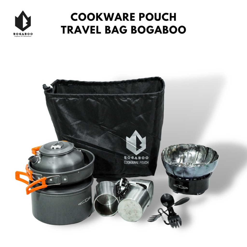 BISA COD Cookware pouch bogaboo - travel bag bogaboo - tempat alat masak Portable - tempat NESTING TNI - TEMPAT COOKING SET
