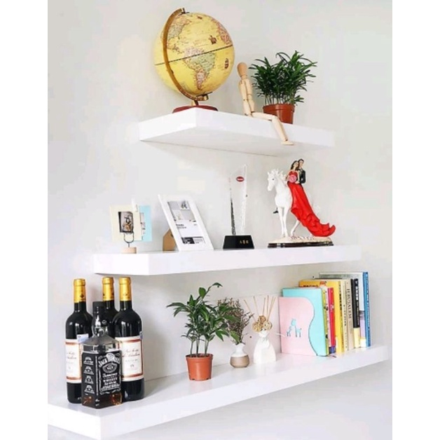 RAK DINDING 1 SET ISI 3 Rak Dinding Minimalis Rak Dinding Slim Serbaguna 1set isi 3 rak 30 40 50cm Lebar 10cm Tebal 2cm