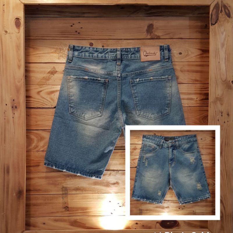 ONEBREAKS SHORTPANTS DENIM RIPPED / CELANA JEANS PENDEK /CELANA ONEBREAKS PENDEK RIPPED / CELANA JEANS PENDEK RIPPED / CELANA PENDEK ONEBREAKS WASHING RIPPED / PENDEK RIPPED