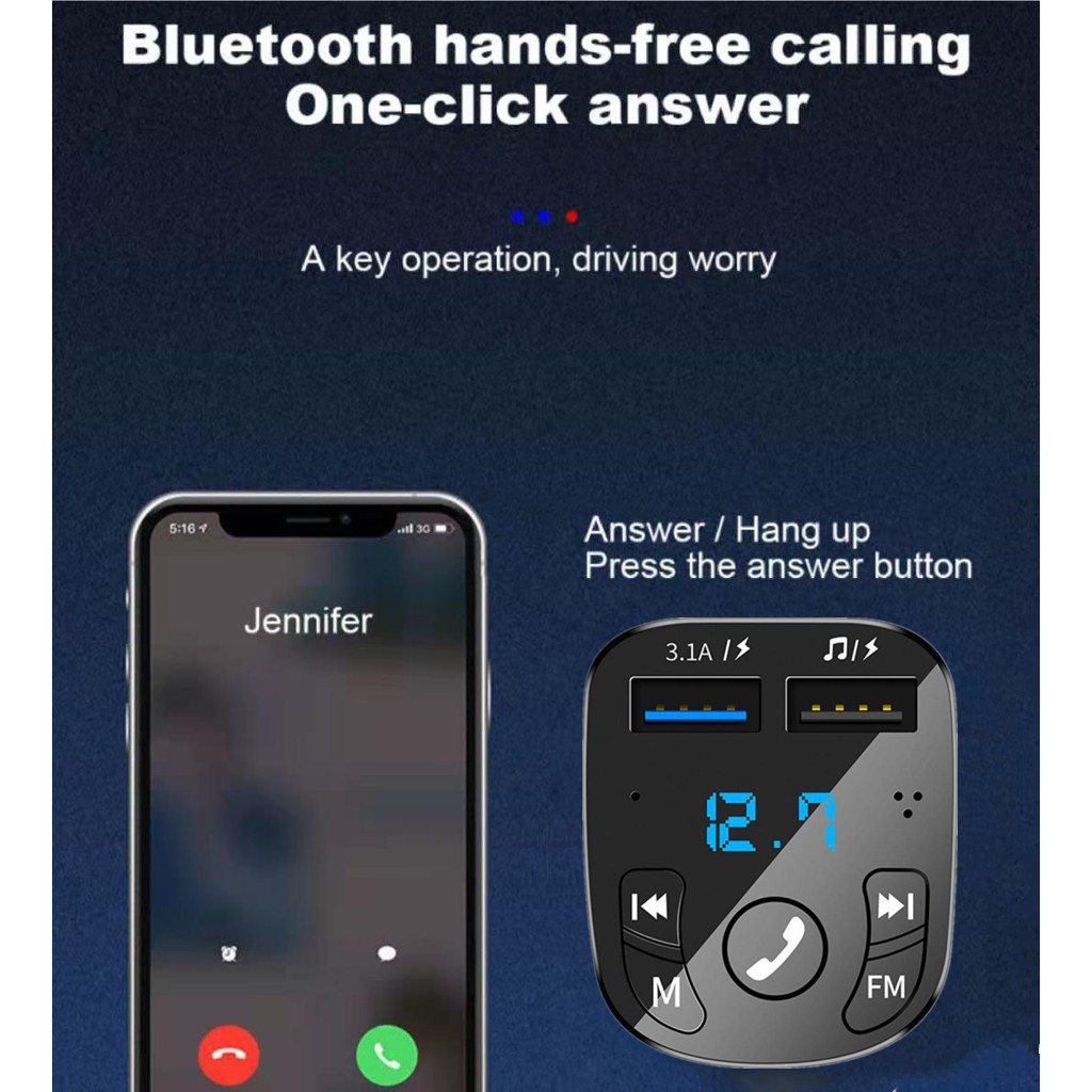 Bluetooth receiver  Car Charger  Mobil 2 Port USB Modulation MP3 Transmitter Dengan Bluetooth ORIGINAL 3.1 Amper