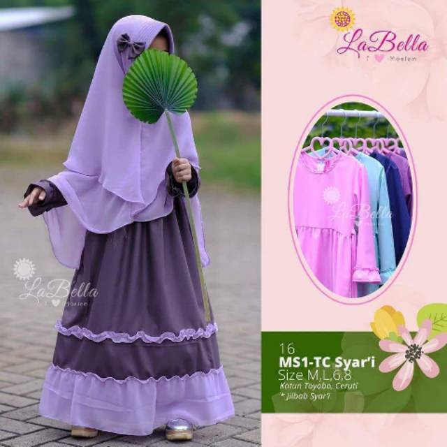 Gamis ANAK TOYOBO La Bella || MS1-TC Syar'i ( ungu gelap)