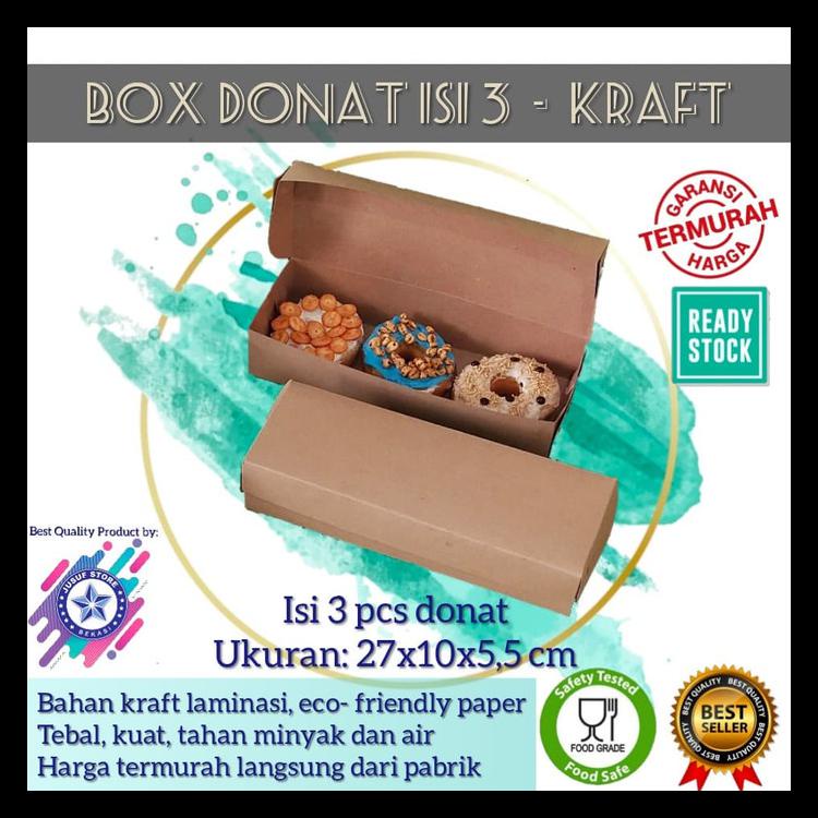 

BOX DONAT ISI 3/ DUS KUE BOLU/BROWNIES POLOS FOODGRADE - COKELAT TERLARIS