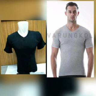  Kaos  oblong  pria MASTERMAN V neck abu  hitam oblong  warna 