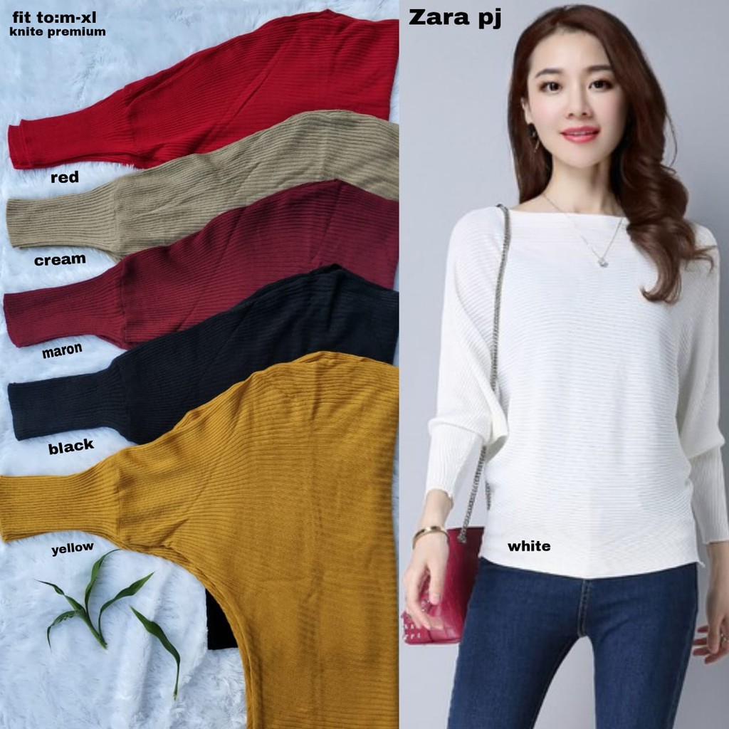 JARA PJ RAJUT WHITE BAHAN RAJUT PREMIUM TO FIT M-XL