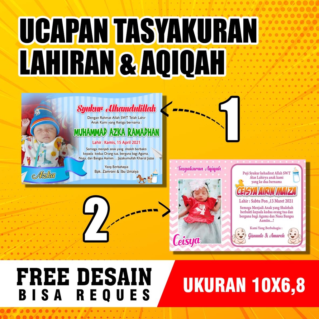 Kartu Ucapan Tasyakuran Aqiqah dan  Tasyakuran Kelahiran