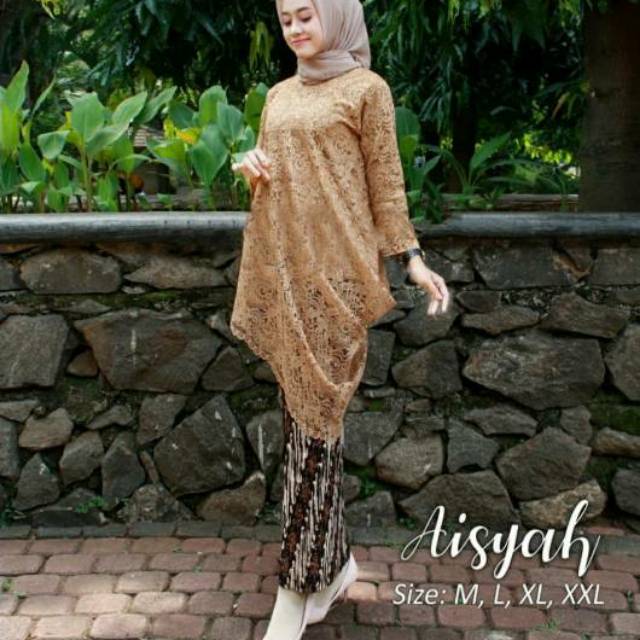KEBAYA BROKAT BUSUI KEBAYA AISYAH TUNIK MIRING PANJANG KEBAYA CANTIK KEBAYA BROKAT