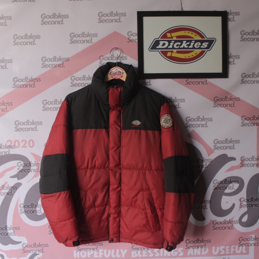 Jaket Outdoor/Gunung DICKIES Bulu Angsa Warna Merah Hitam