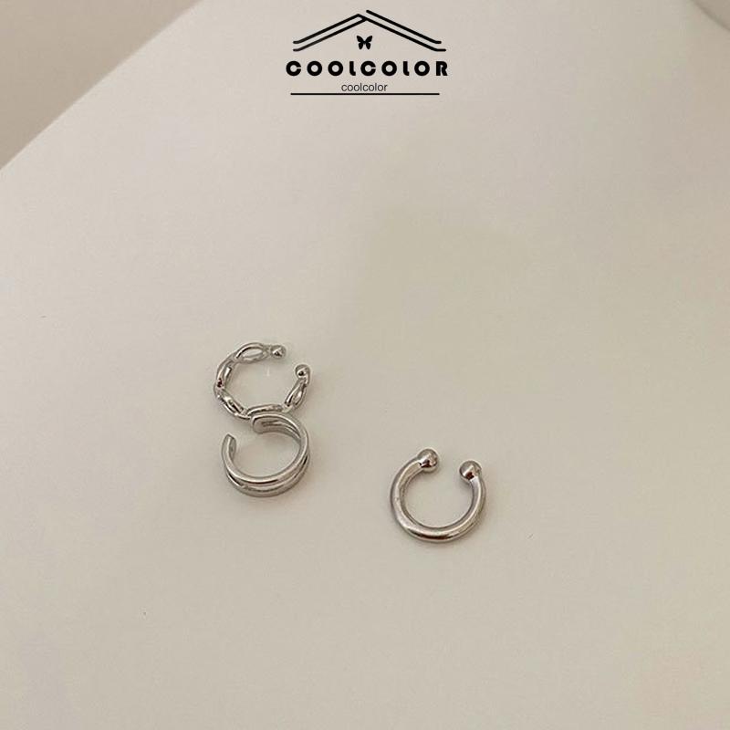 COD✨3PCS/SET Anting Kombinasi Set Klip Telinga Tanpa Lubang Telinga Wanita Niche High-end Bahasa Perancis Retro Telinga Tulang Klip- cl