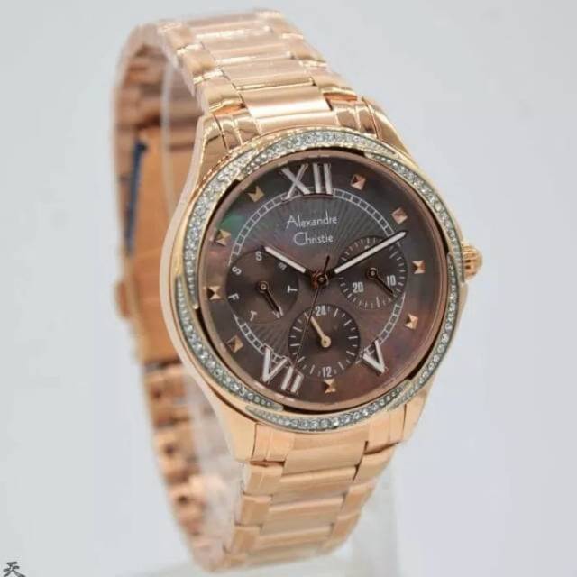 Jam tangan alexandre christie ac2643 rosegold brown ladies 2643