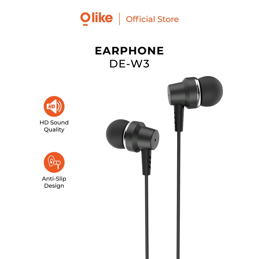 Olike Wired Earphone Headset In Ear HD Audio Headphone Handsfree Garansi Resmi 6 Bulan OASE DE-W3