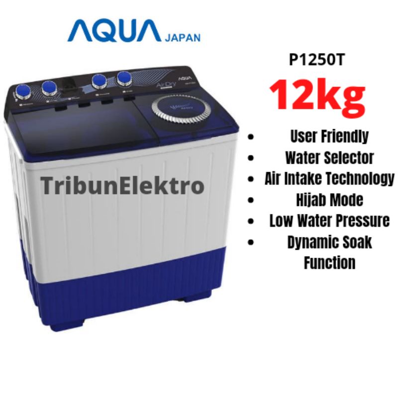 MESIN CUCI 2 TABUNG 12KG AQUA JAPAN P1250T