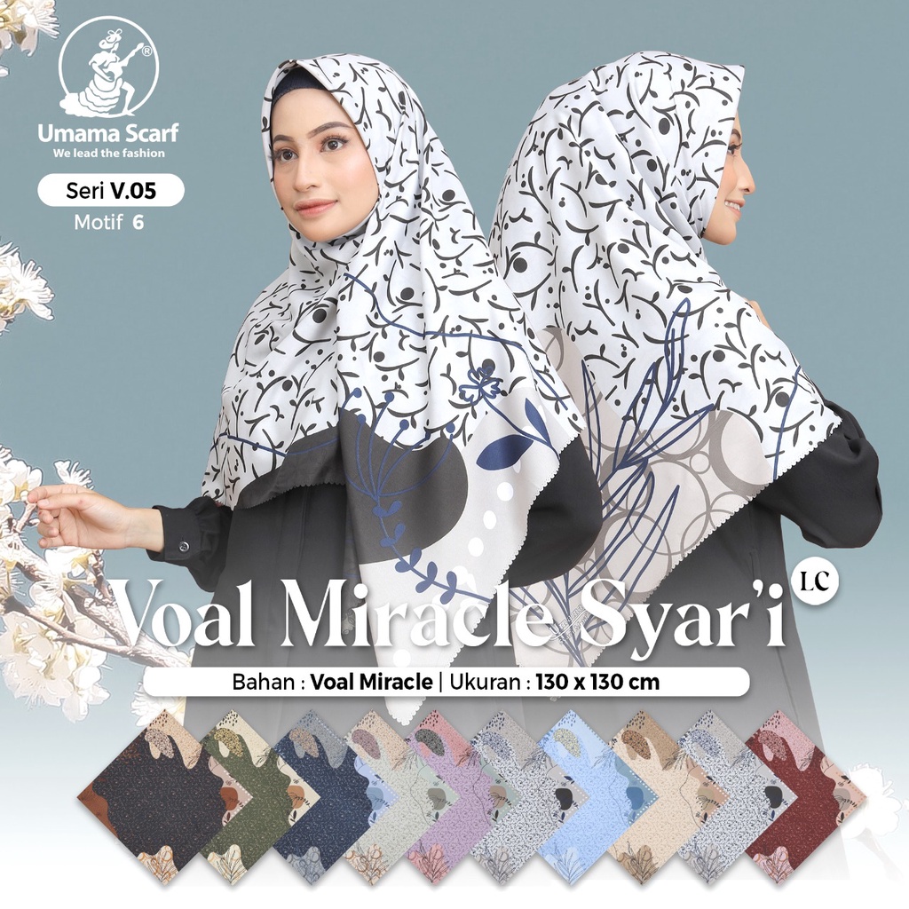 Kerudung Segiempat Basic Voal Miracle Motif Syar'i By Umama Hijab Segi Empat Motif Jumbo Nayla Hija'b