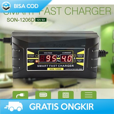 CASAN AKI OTOMATIS MOTOR DAN MOBIL TAFFWARE SON-1206D FAST CHARGER 12V