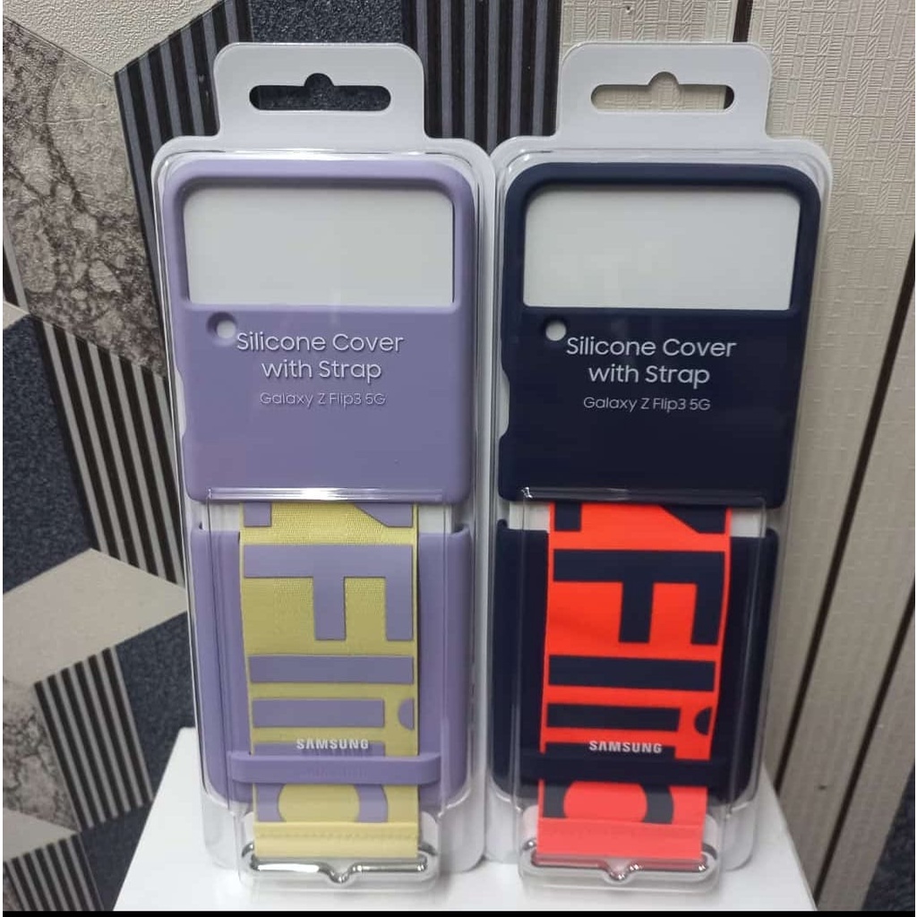 Original Silicone Cover With Strap Case Samsung Galaxy Z Flip 3 z flip3 Casing