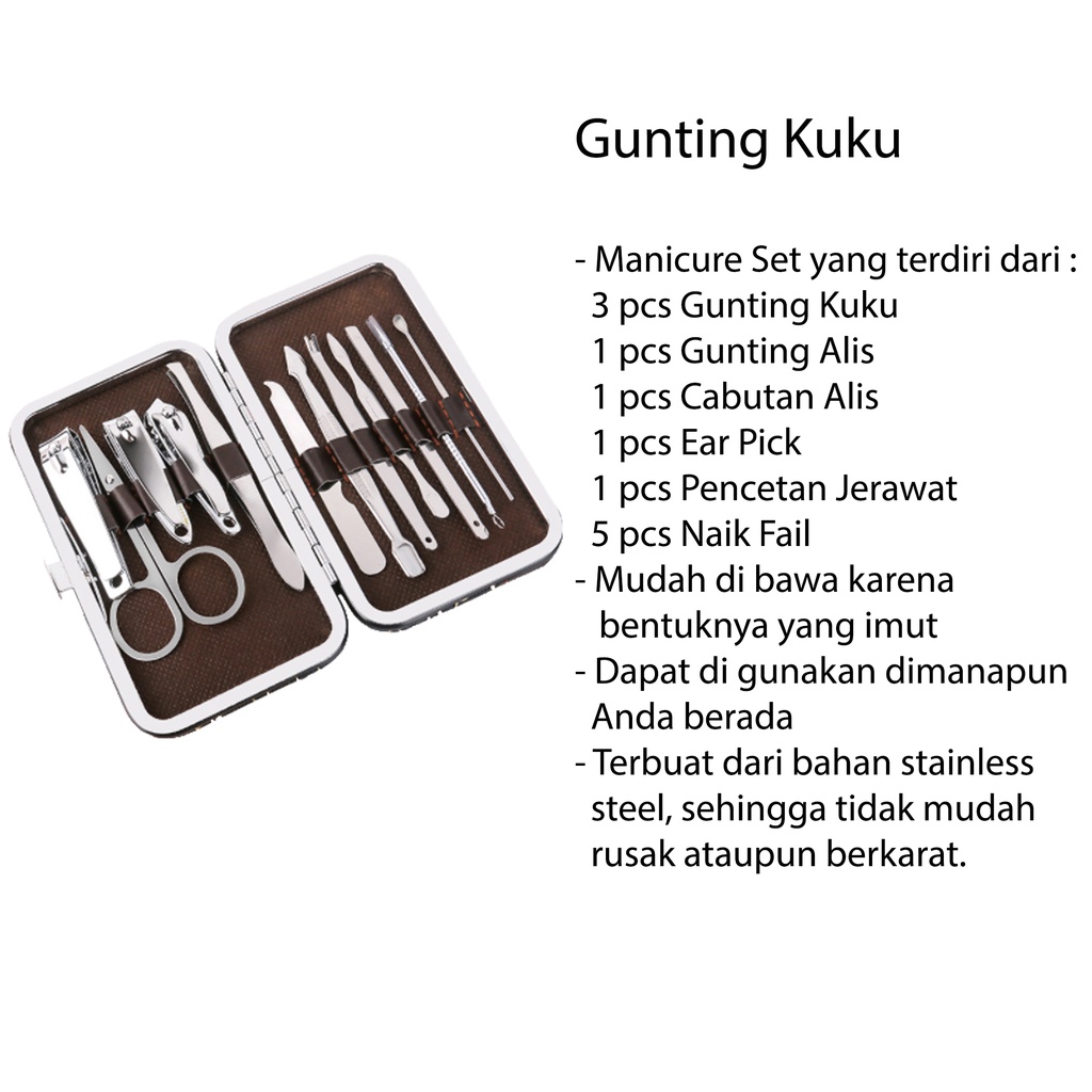 Gunting Kuku Pedicure Manicure Nail Art Set 12 Almina