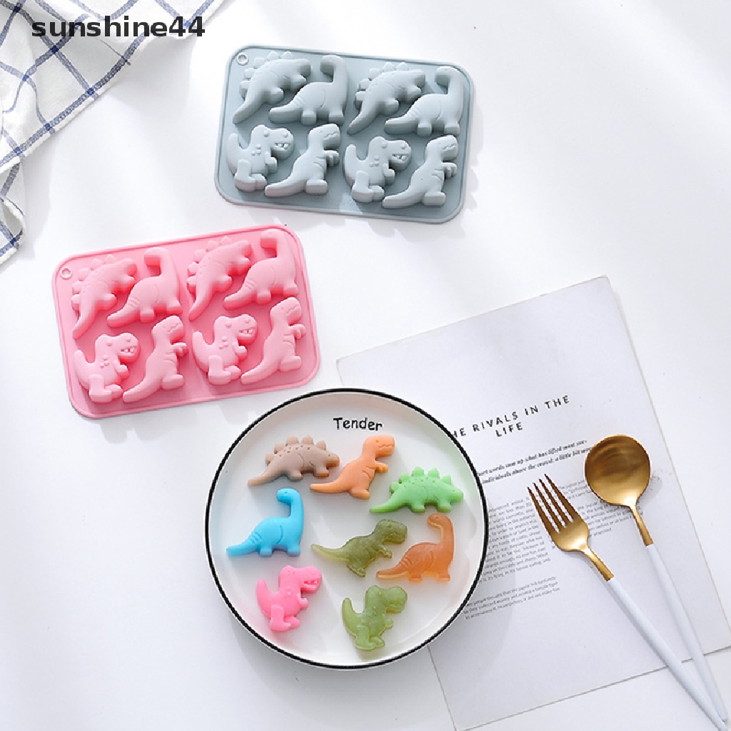 Sunshine Cetakan Kue / Coklat / Sabun Bentuk Dinosaurus 3D Bahan Silikon