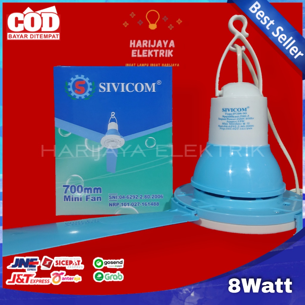 SIVICOM MINIFAN KIPAS ANGIN 8 WATT FC08-90 3 BALING KECIL 500MM PLAFON