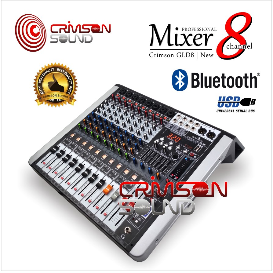 MIXER CRIMSON 8 Channel BLUETOOTH 320 DSP GLD8