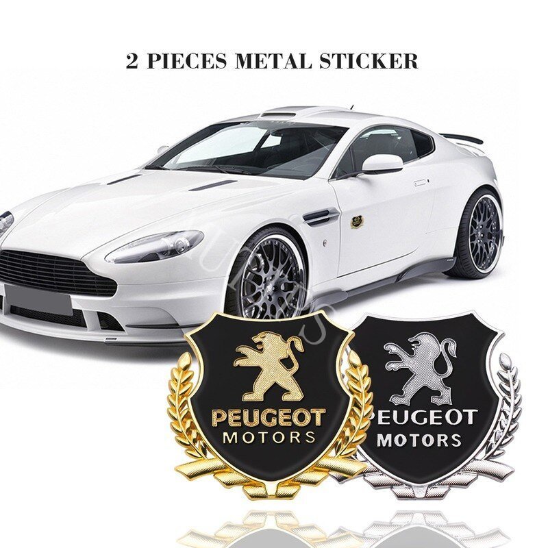 2pcs Stiker Emblem Logo Peugeot 3D Bahan Metal Untuk Dekorasi Mobil 2008 3008 508 408 206 208 207 307 308 5008 406