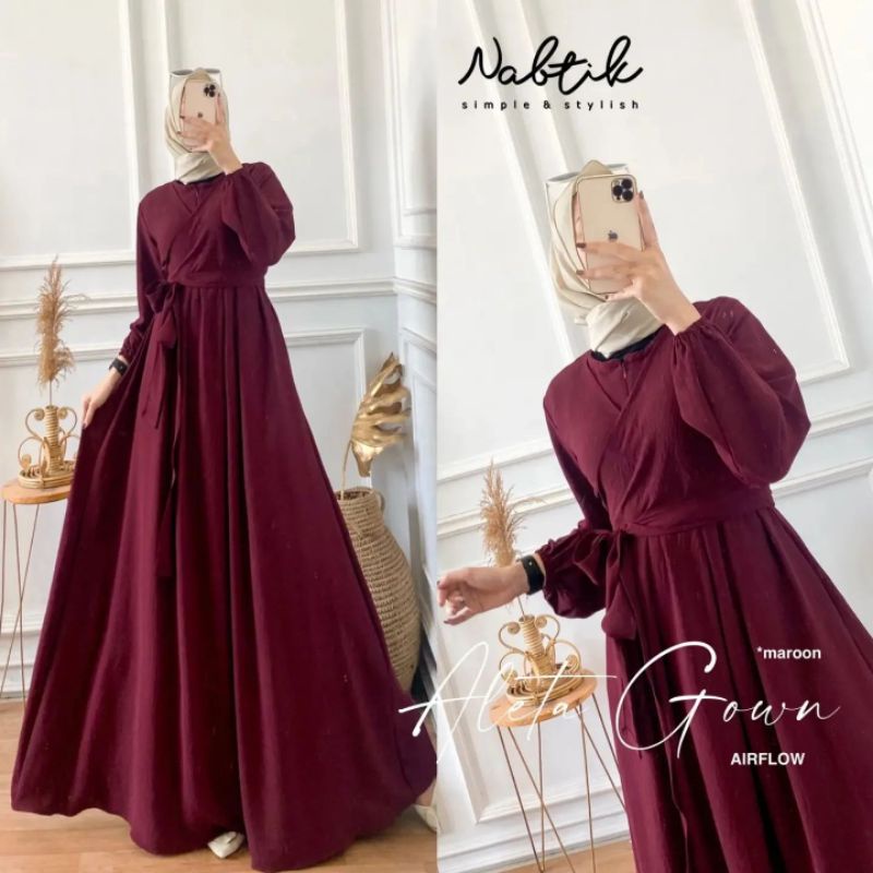 ALETA GROWN DRESS MUSLIM WANITA TERBARU CRINCLE AIR FLOW/ELIF DRESS/GAMIS MUSLIM WANITA SIZE L XL/DRESS CRINKLE PREMIUM/FAR MOSLEMSTORE