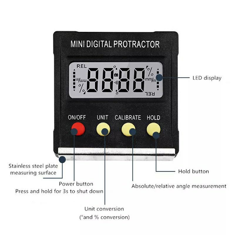 Alat Ukur Sudut Miring 360derajat Digital Protractor Inclinometer Level With Magnetic