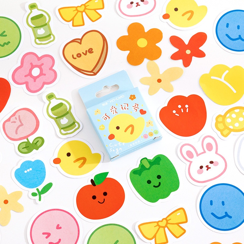 46pcs/set Cute Mark Creative Fun Handbook Diary Decoration Universal Sealing Sticker