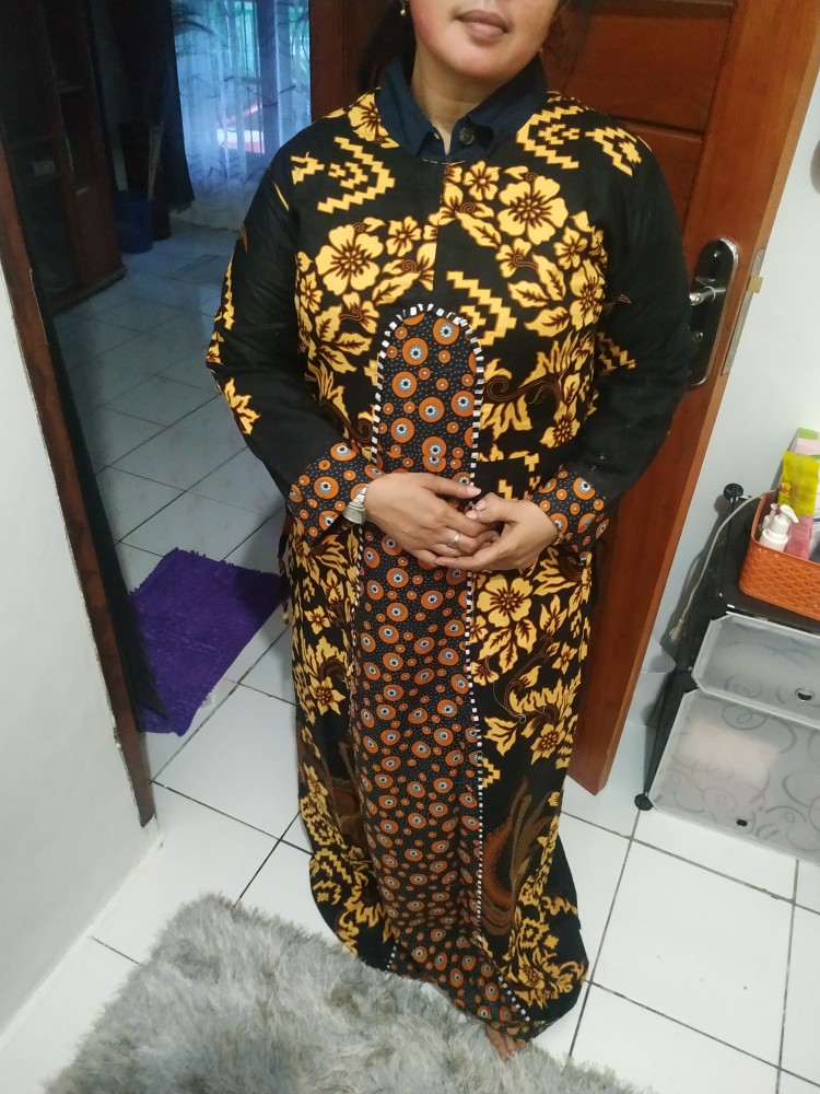 Gamis Batik Modern Murah Katun Halus Kombinasi Truntum, Ori Batik Aksara Pekalongan Big Size Jumbo