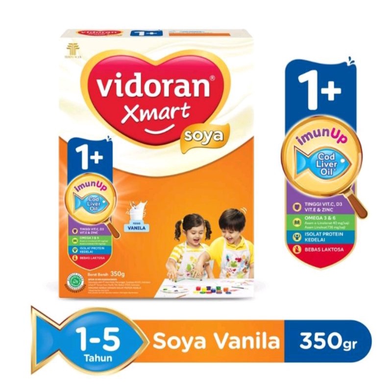 

Vidoran Xmart Soya 1+ Rasa madu dan Vanila. Susu Soya Untuk Usia 1-3 tahun kemasan [350 gr]