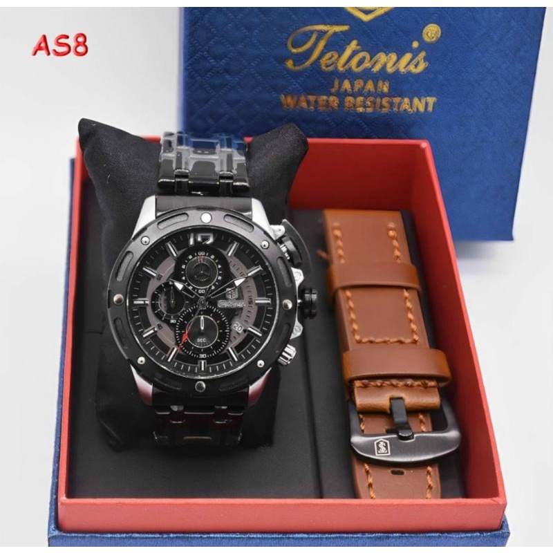 Big Sale Jam Tangan Tetonis Jam Tangan Kulit Fashion Original Chronograph Water Resistant