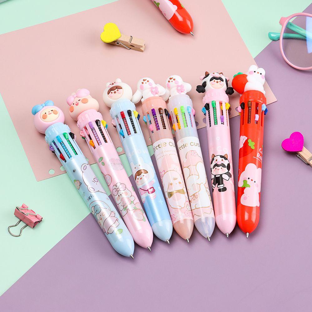 Set Pulpen Tekan Motif Kartun Bunga Untuk Stationery / Hadiah