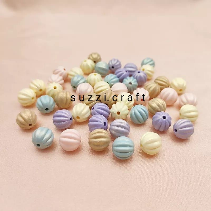 manik akrilik labu warna macaron mix size 11 mm
