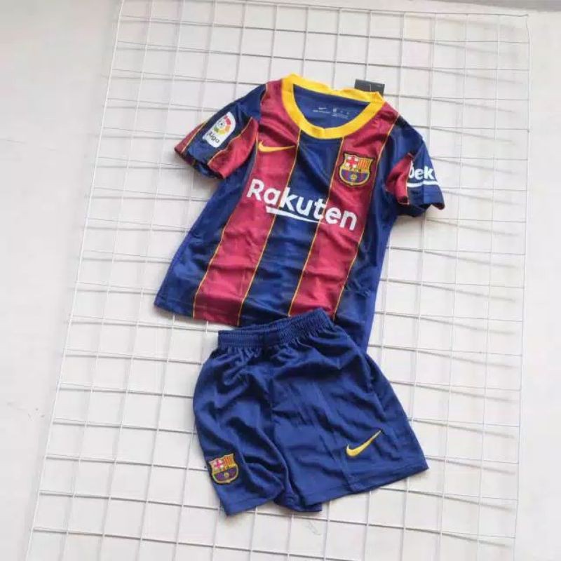 Baju Bola Anak Barcelona Home GO Plus Nameset