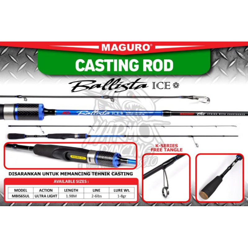 ROD JORAN SPINNING MAGURO BALLISTA ICE MBSI662UL 198CM 2-6LB UL ULTRALIGHT