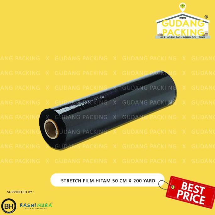 Stretch Film / Wrapping Hitam 50 cm x 200 yard - Rol - 200y, Hitam