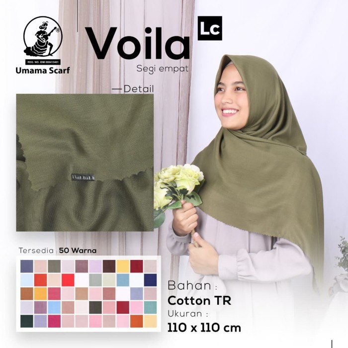 Promo    Kerudung VOILA LC UMAMA Hijab Jilbab Segi Empat Polos Laser Cut    Hanya di shopee