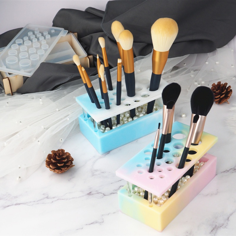 SIY  Handmade Makeup Brush Holder Organizer Resin Mold Cosmetics Brushes Storage Solution Resin Casting Mold Art Crafts Tools