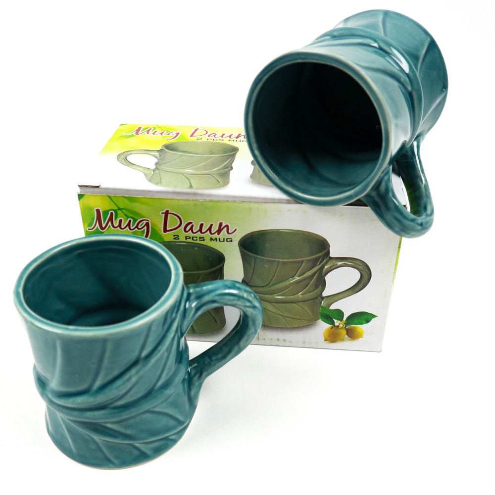 Mug Keramik Daun set 2 pcs 350 ml - KL Gelas Set