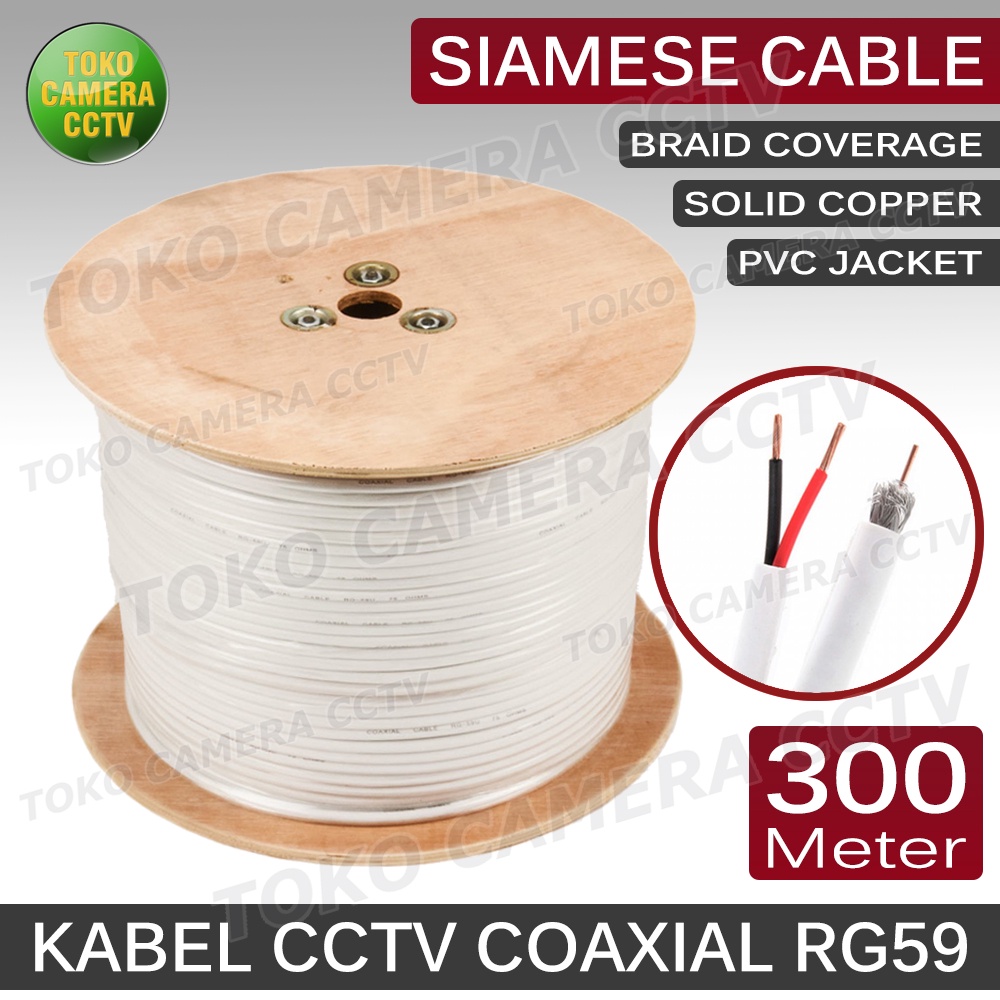 Kabel CCTV Coaxial RG59 Siamese 1 Roll 300 meter