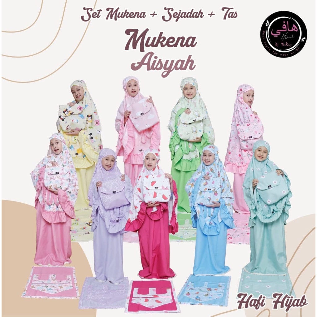 MUKENA Anak Tas Sajadah AISYAH SERIES 2 BY HAFI HIJAB mukena anak katun printing size 5-10 Tahun