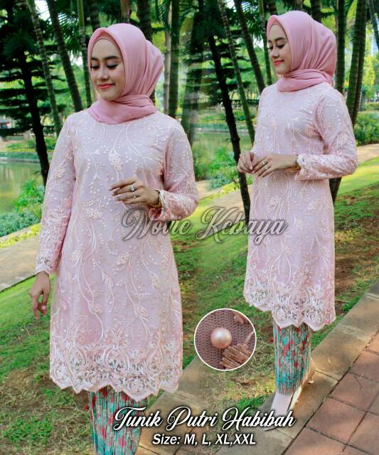 TERBARU - TUNIK NOVIE MELAYU - kebaya tunik bahan tulle bordir motif/baju tradisional kebaya modern