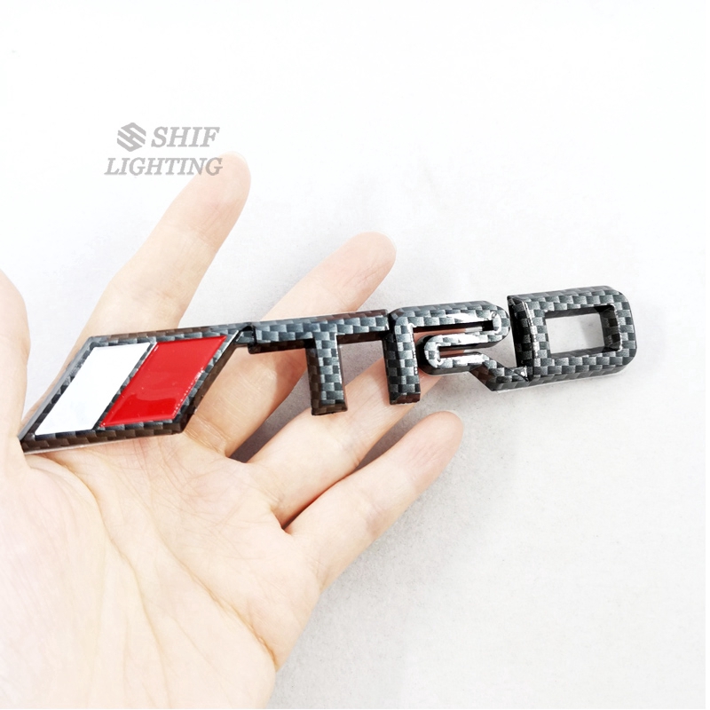 1Pc Stiker Emblem Motif Logo TRD Bahan ABS + Carbon Fiber untuk Mobil Toyota TRD