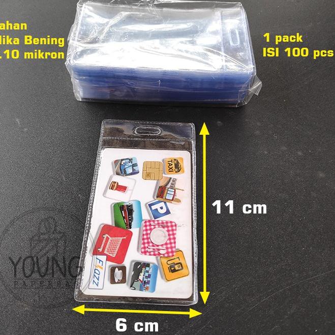 

[KODE AZZUL] Plastik eToll Mika / Cover Bening Kartu eToll / ATM / KTP / ID CARD 6x11 (1 PACK ISI 100)