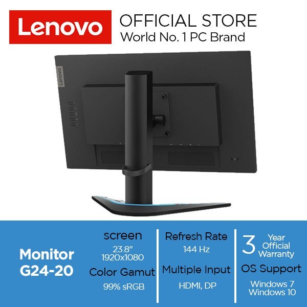 LED Monitor Gaming Lenovo G24-20 23.8&quot; FLAT FHD HDMI 144-165Hz Garansi