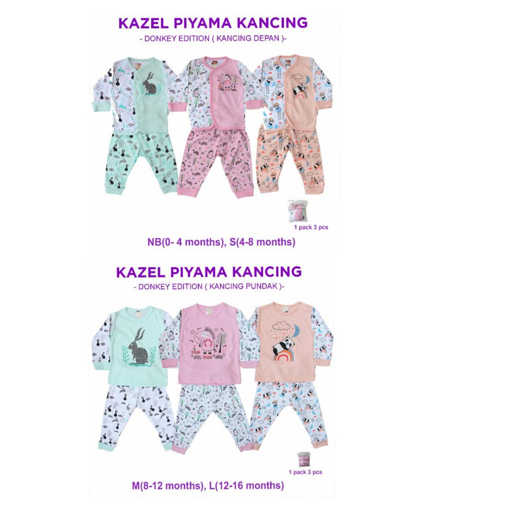 CLEARANCE SALE 3pcs Kazel Piyama DONKEY edition 0-16 bulan CBKS