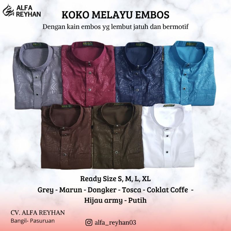 baju koko melayu embos alfareyhan | kain lembut dan bermotif