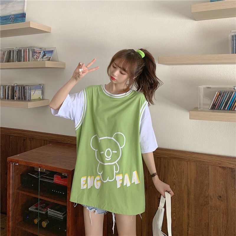 [littlecrab] Kaos Oversize Kasual Motif Koala Pink Putih Hijau Soft Color T-shirt Rompi Couple Unisex Atasan Bigsize Berkualitas Sablon Koala Eng Faa Korean Style