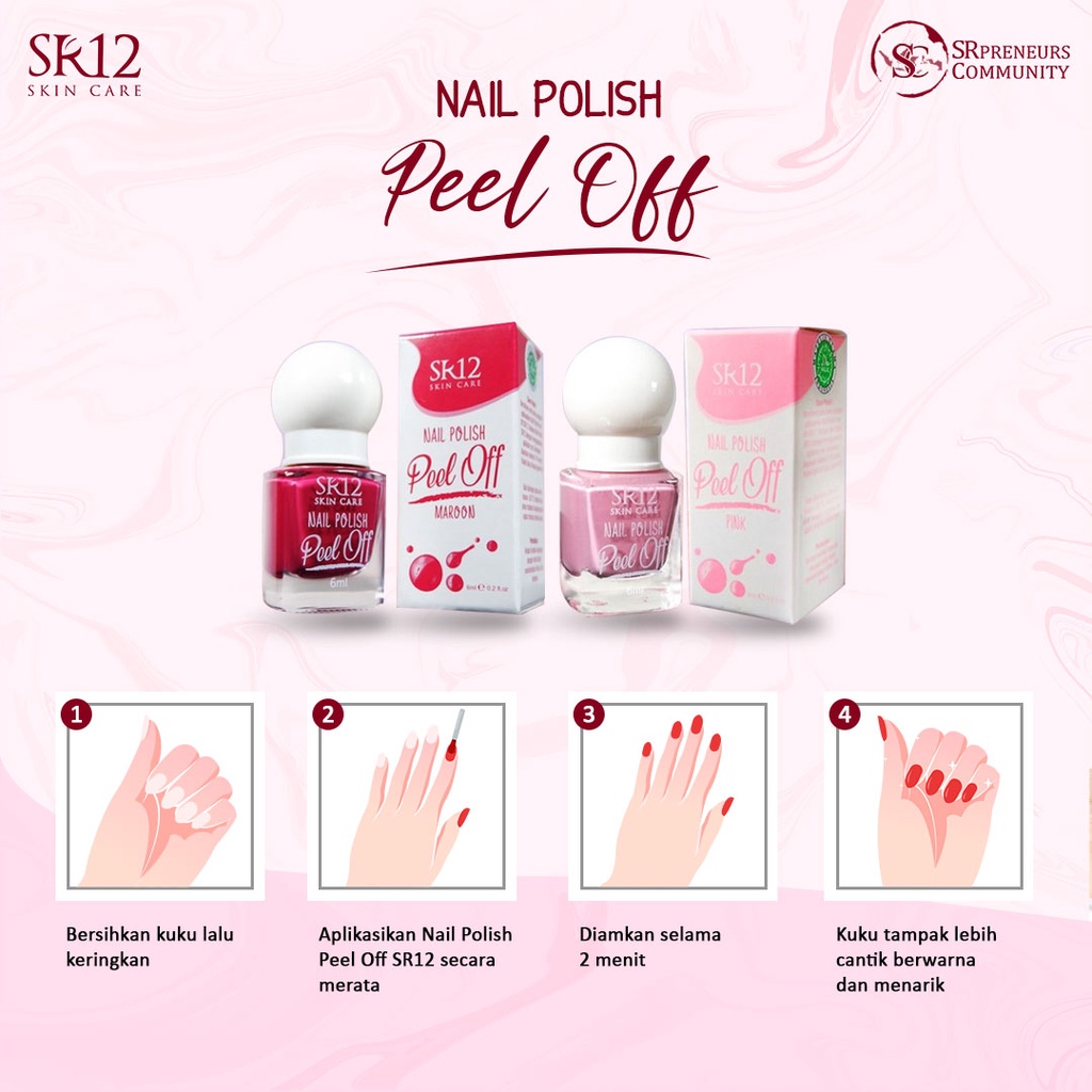 KUTEK SR12 HALAL / NAIL POLISH PEEL OFF / KUTEK KELUPAS WATER BASED NON ALKOHOL / CAT KUKU BPOM