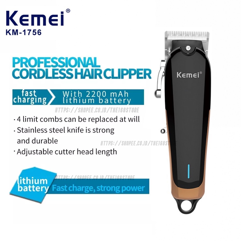 Alat Cukur Rambut Original Kemei KM-1756  Hair Clipper Professional Elektrik Rechargeable Cukuran KM 1756