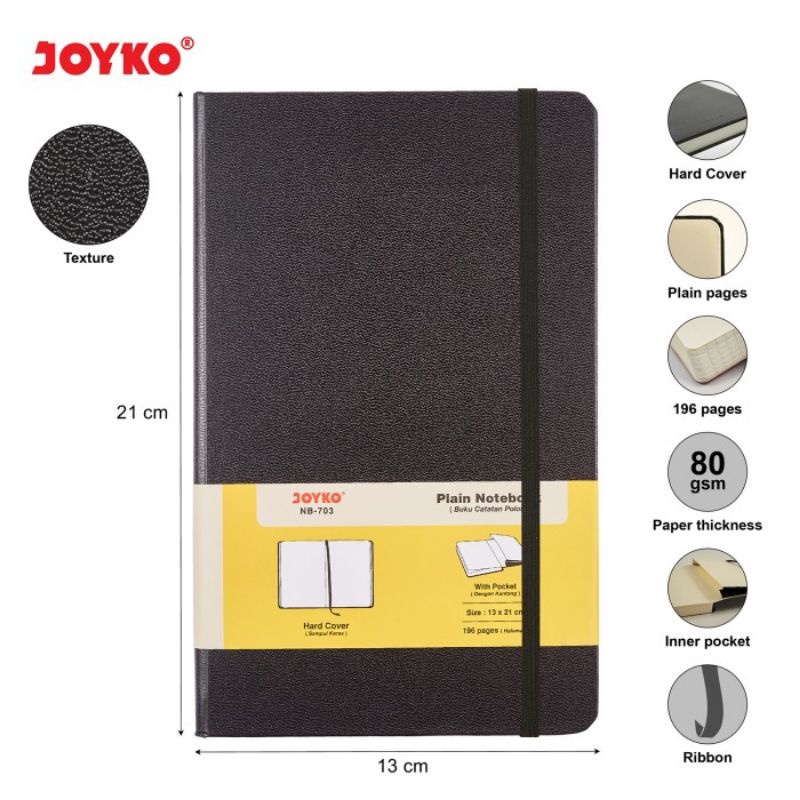 

JOYKO PLAIN NOTEBOOK DIARY 13x21cm / 196 HALAMAN / NB-703