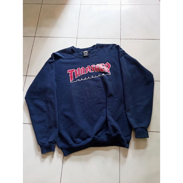 Crewneck THRASHER navy bekas/second
